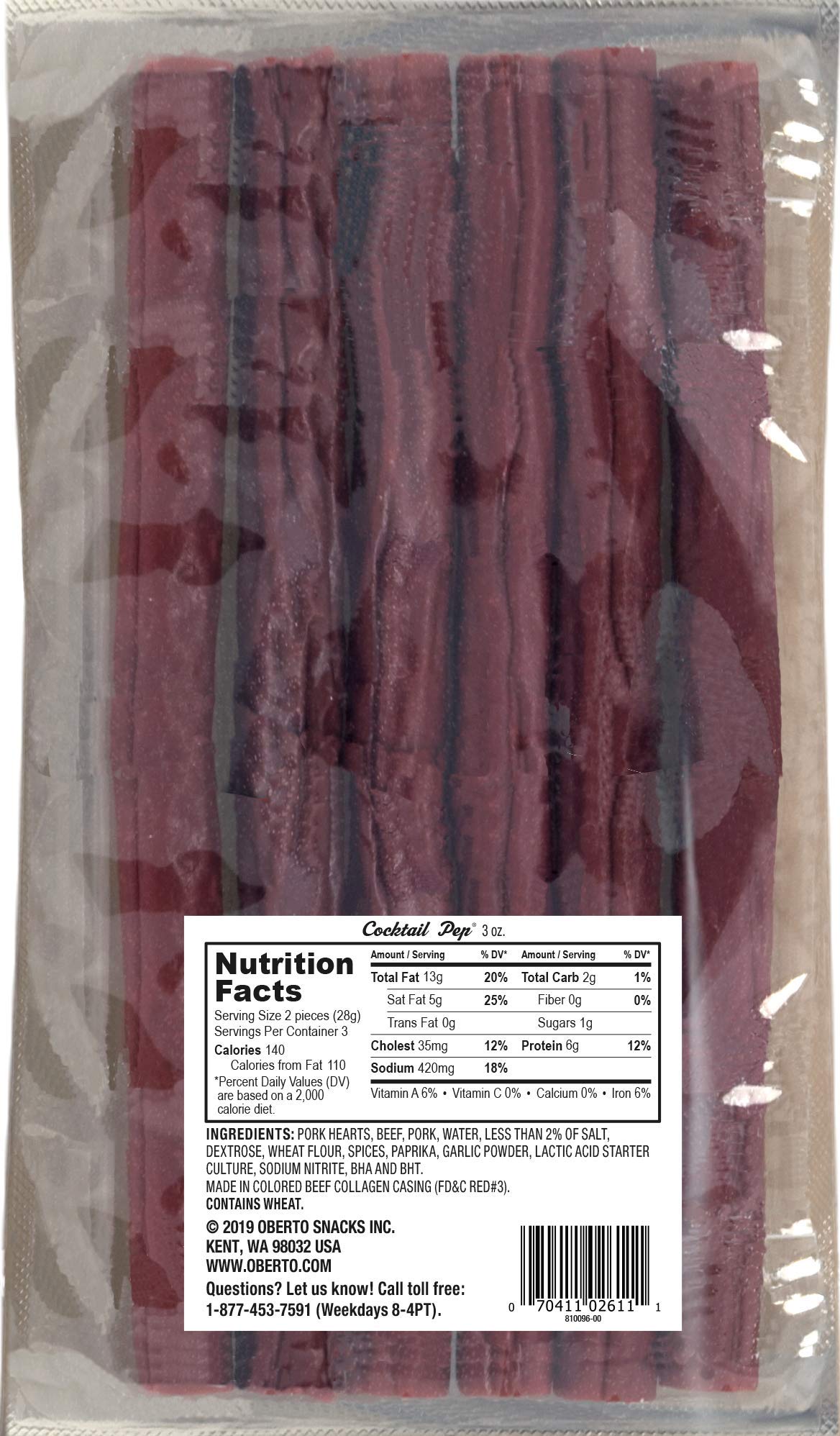 Oberto Smoked Sausages, Cocktail Pep, 3 Ounce (Pack of 8), Model 2621