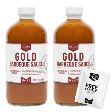 Lillie’S Q - Gold Barbeque Sauce, Gourmet Carolina Sauce, Tangy Bbq Sauce With South Carolina Mustard, Enhanced Ingredients, Made With Gluten-Free Ingredients (20 Oz, 2-Pack)