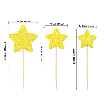 Gyufise 42Pcs Mixed Size Little Star Cupcake Toppers Gold Laser Twinkle Star Cupcake Picks Wedding Engagement Bridal Shower Baby