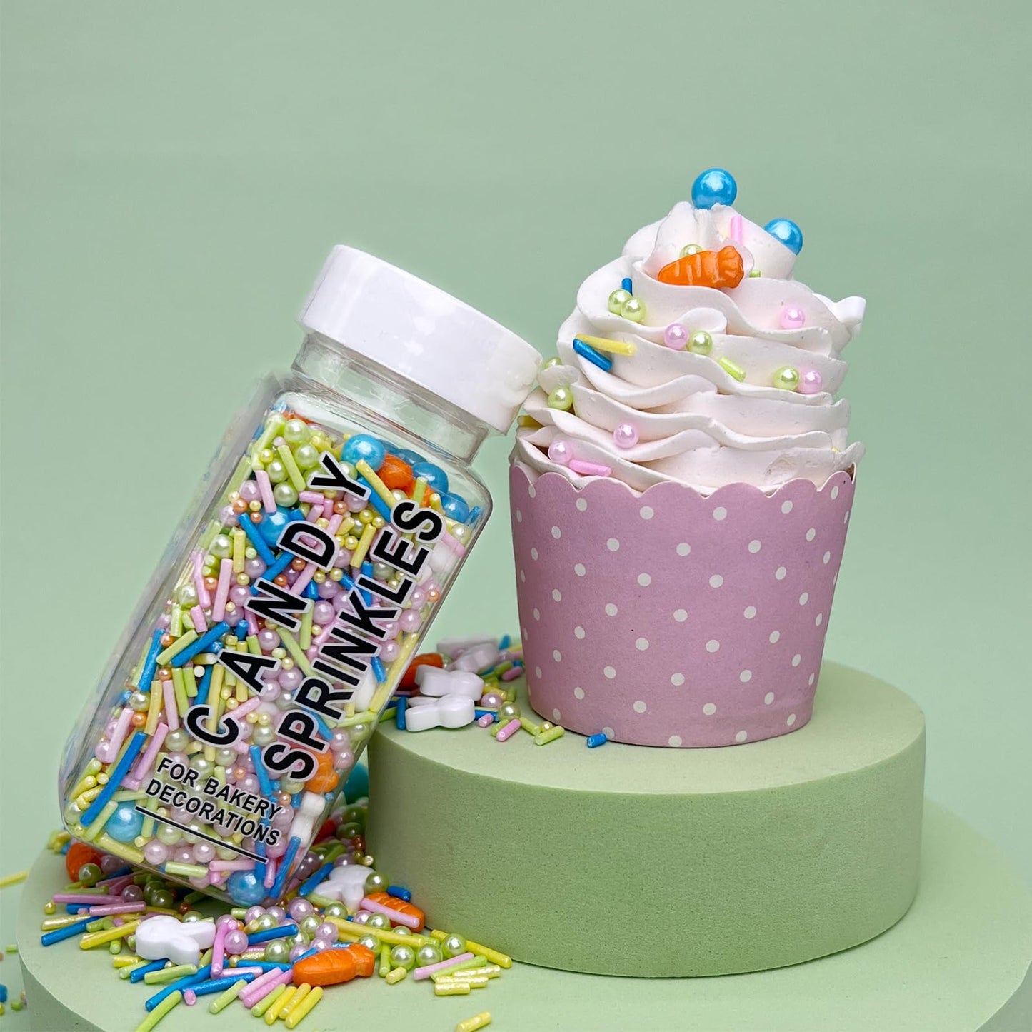 Easter Sprinkles For Cake Decorating, Pastel Bunny Carrot And Pearl Sprinkles Mix For Cookies, Cupcake, Ice Cream, Cake Decorati