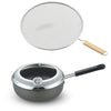 TH-076 Tempura Pot, 7.9 inches (20 cm), Induction Compatible, 1 Handed Tempura Pot with Thermometer & Oil Splash Prevention Net 