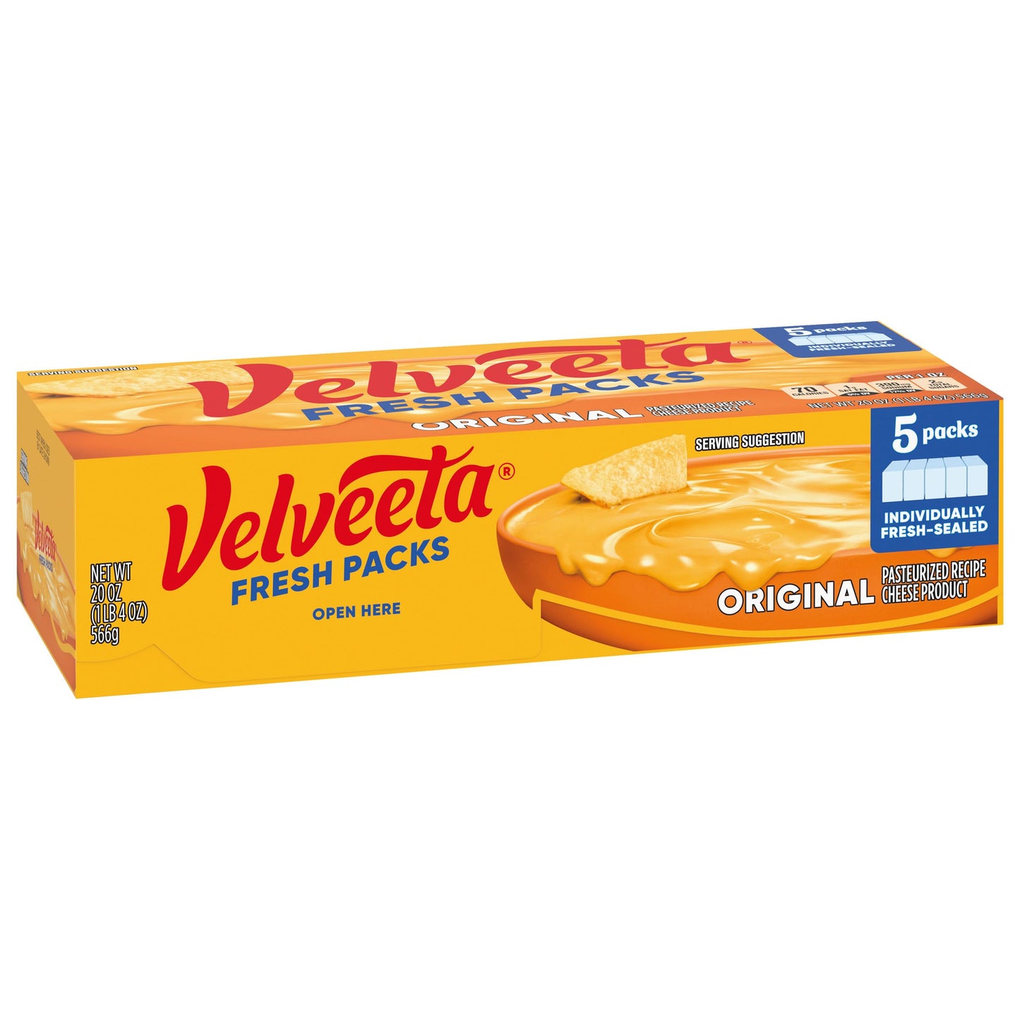 Velveeta Fresh Packs Original Pasteurized Recipe Cheese Product Blocks, 5 ct Pack