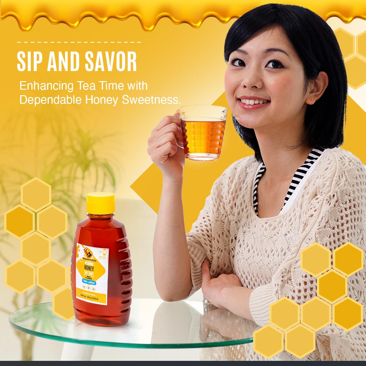 Dependable Food Raw Honey - 32 Oz. Squeeze Bottle - 100% Pure, Raw, All Natural, Wildflower Honey - Hive To Bottle