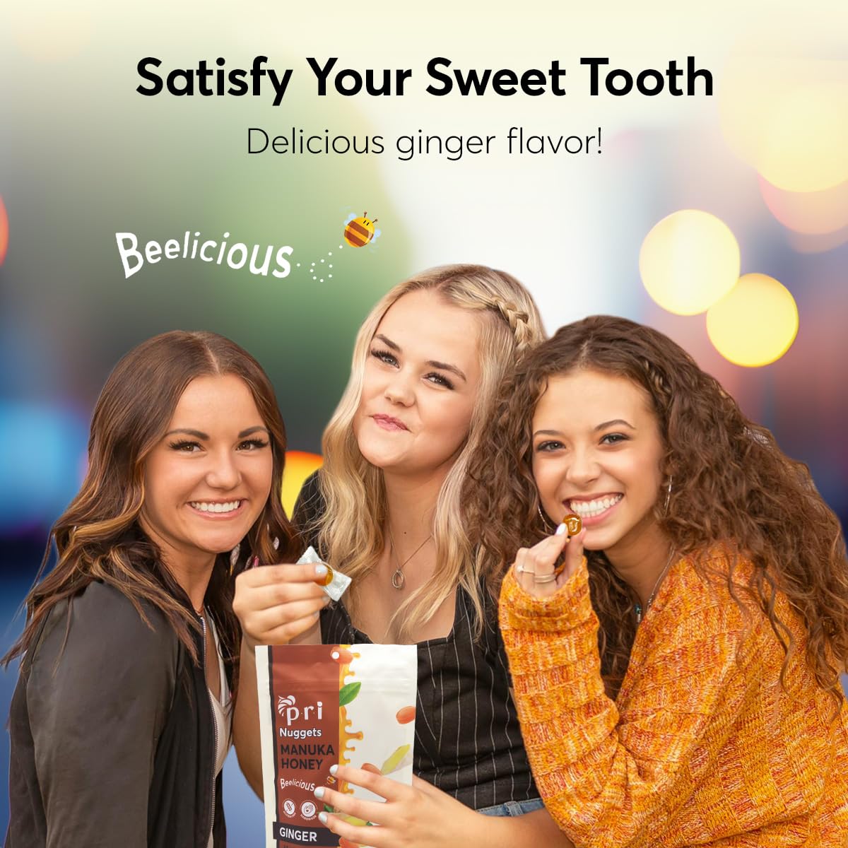 Pri Manuka Honey & Ginger Nuggets, Sweet And All Natural Hard Candy Treat, 3.5Oz