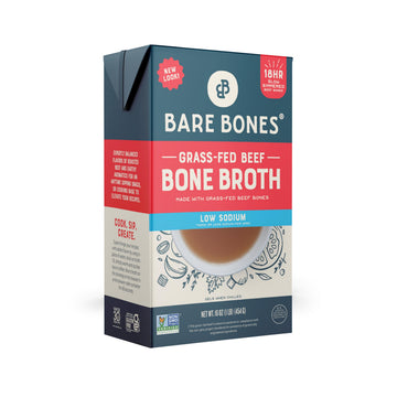 Bare Bones Beef Bone Broth, Low Sodium, Gluten & Dairy-Free, 16 Fl Oz, Non-GMO, Keto & Paleo Friendly, Model 0850005324454
