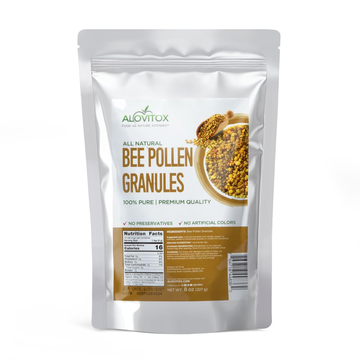 Alovitox Bee Pollen Granules 8 Oz | 100% Pure, Organic Bee Pollen for Bearded Dragons | Superfood Packed Bee Pollen Organic with
