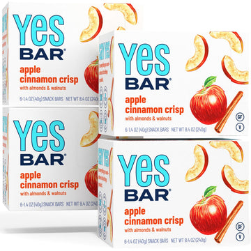 The Yes Bar - Apple Cinnamon Crisp - Plant Based Protein, Decadent Snack Bar - Vegan, Paleo, Gluten Free, Dairy Free, Low Sugar,