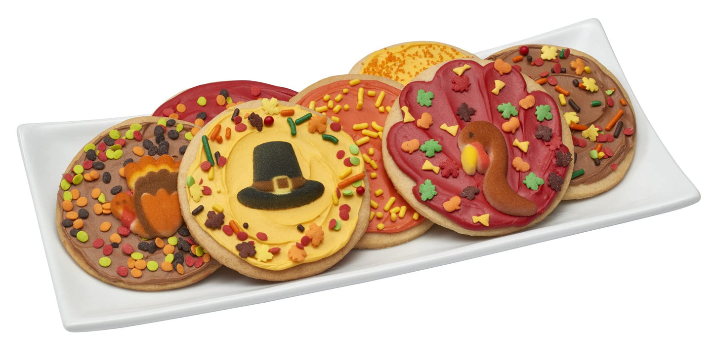Decopac Harvest Thanksgiving Quins, 18Oz, Fancy Sprinkles In Pumpkin, Leaf & Haystack Shapes, Candy Sprinkles In Handheld Container, Edible Sprinkles For Celebration Cakes, Cupcakes, Cookies
