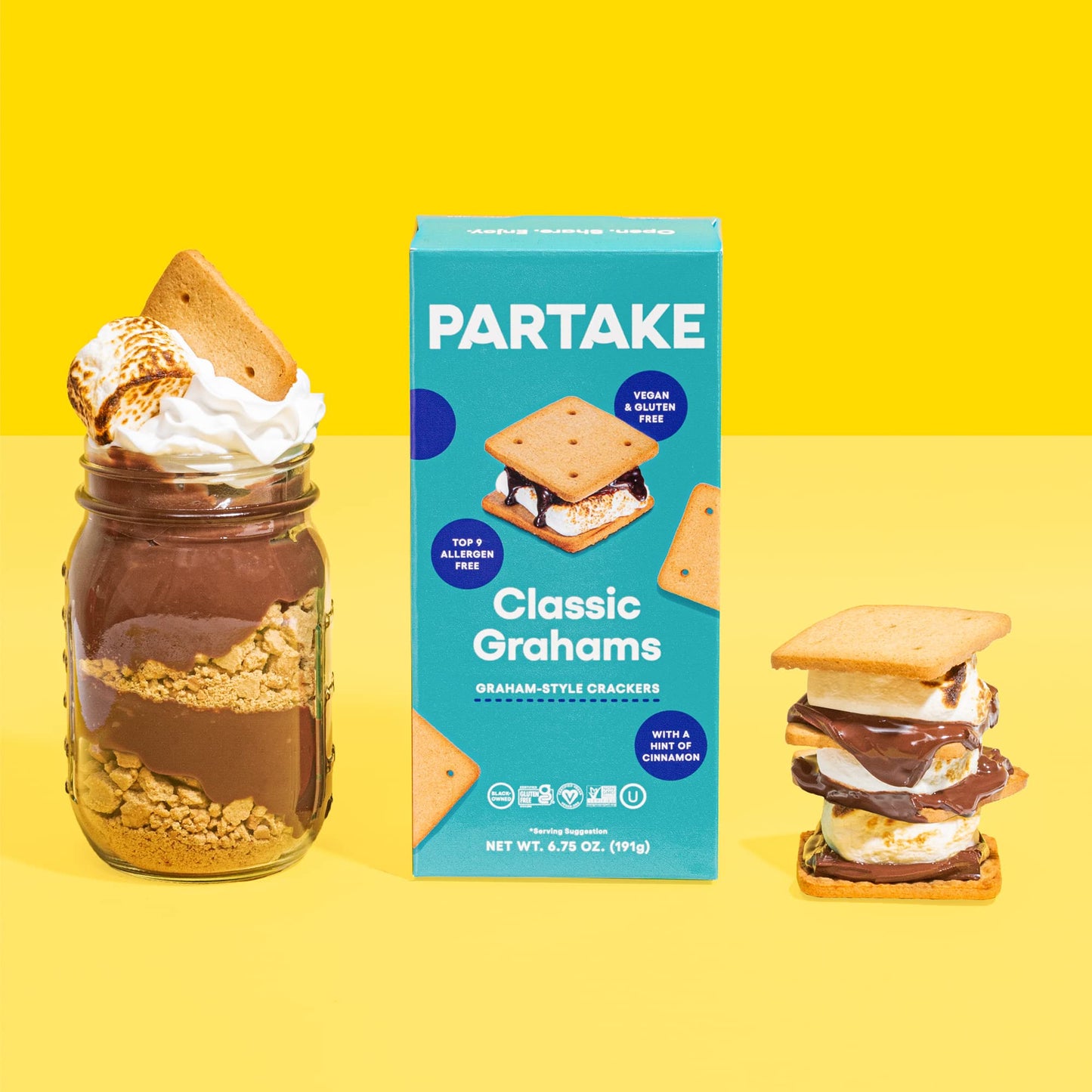 Gluten Free Partake Graham Crackers - Vegan - Free From the Top 9 Allergens Including Dairy, Wheat, Soy, Eggs, & Peanuts - Non G