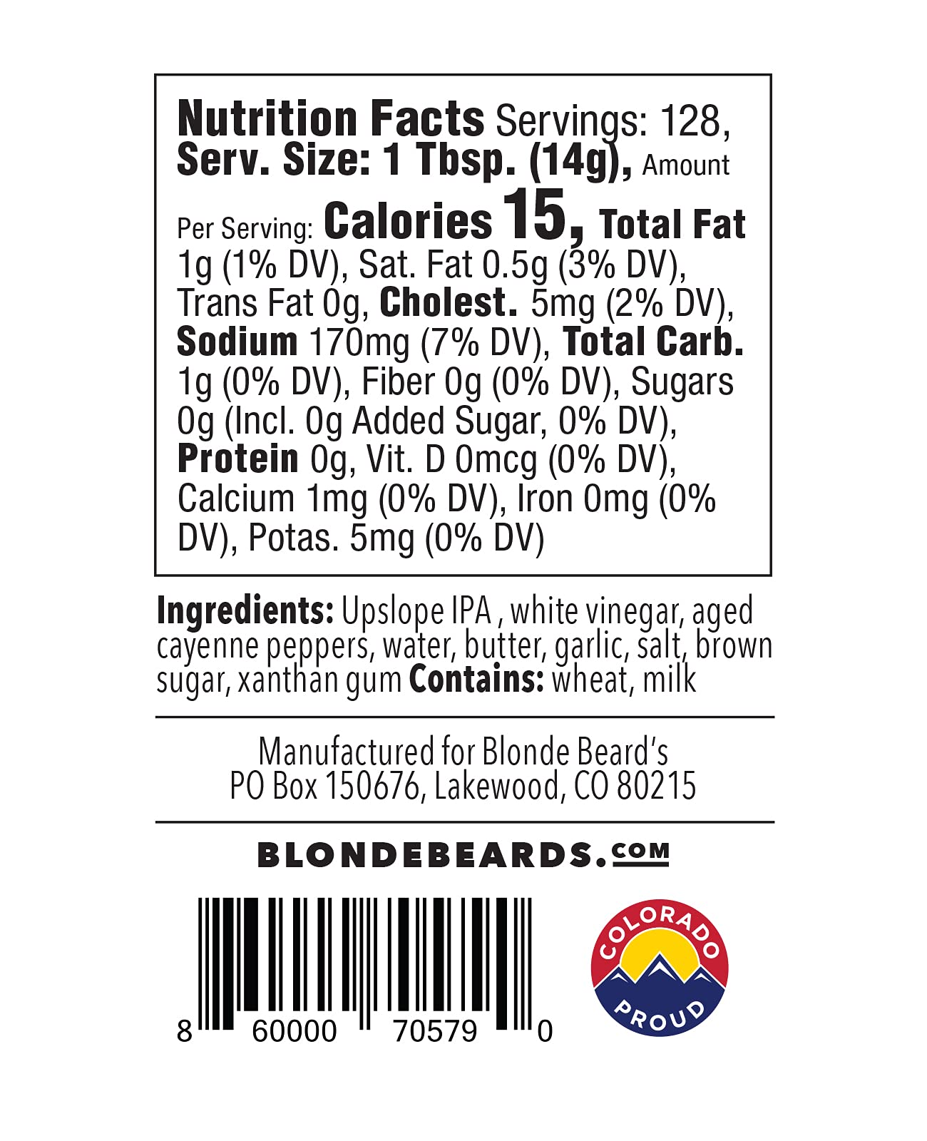 Blonde Beards IPA Buffalo Sauce - Medium/Hot - All Natural - 64 fl oz - Great for Chicken Wings