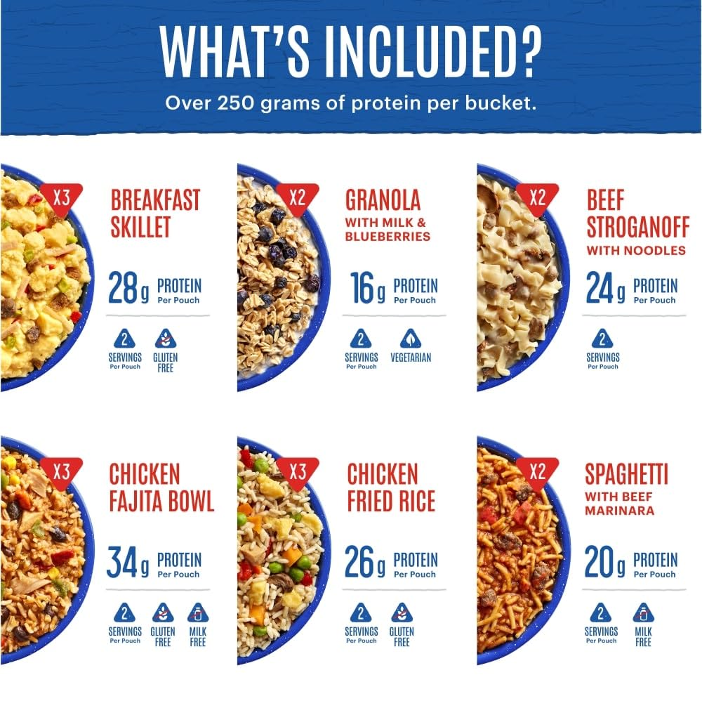 Mountain House Expedition Meal Assortment Bucket Freeze Dried Backpacking & Camping Food 30 Servings