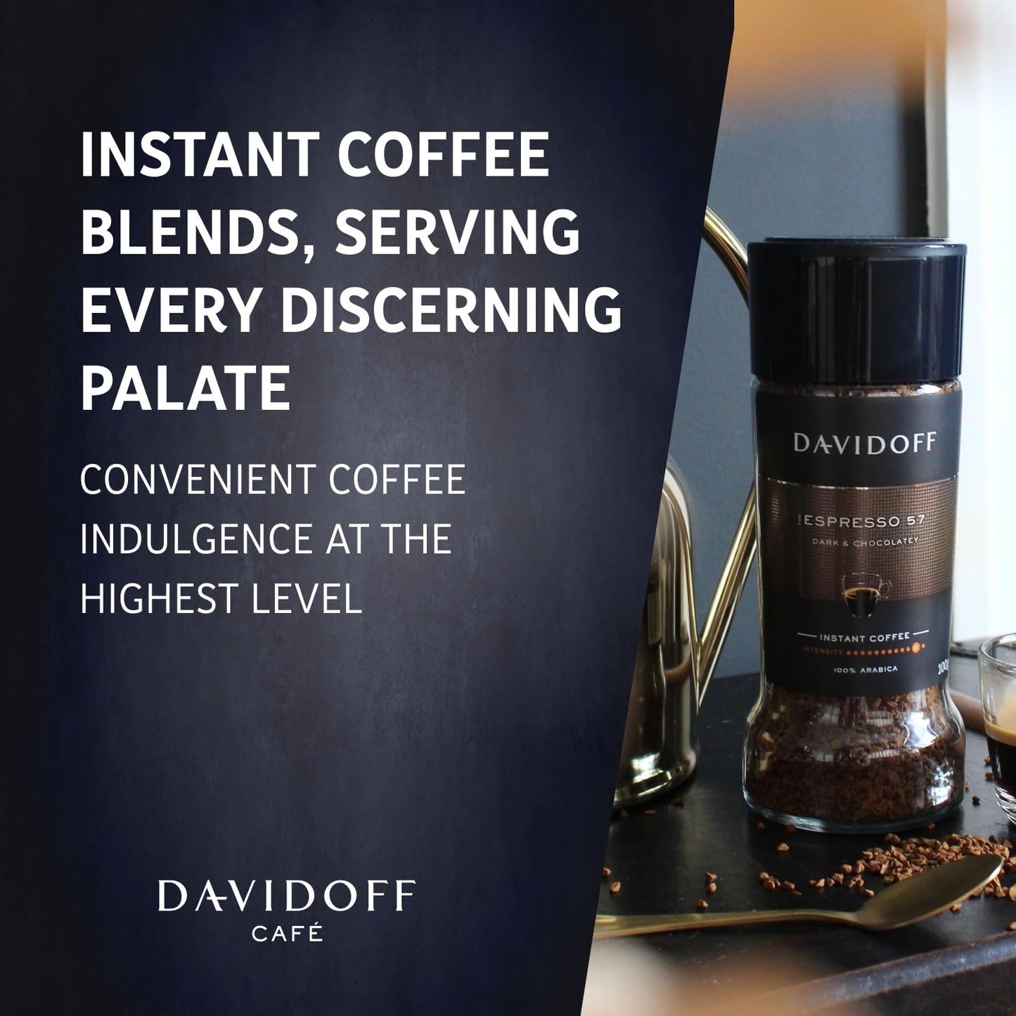 Davidoff Espresso 57 Instant Coffee - Dark And Chocolatey - Intense Roast With A Smooth Aroma - 100% Arabica Beans - 11/12 Inten