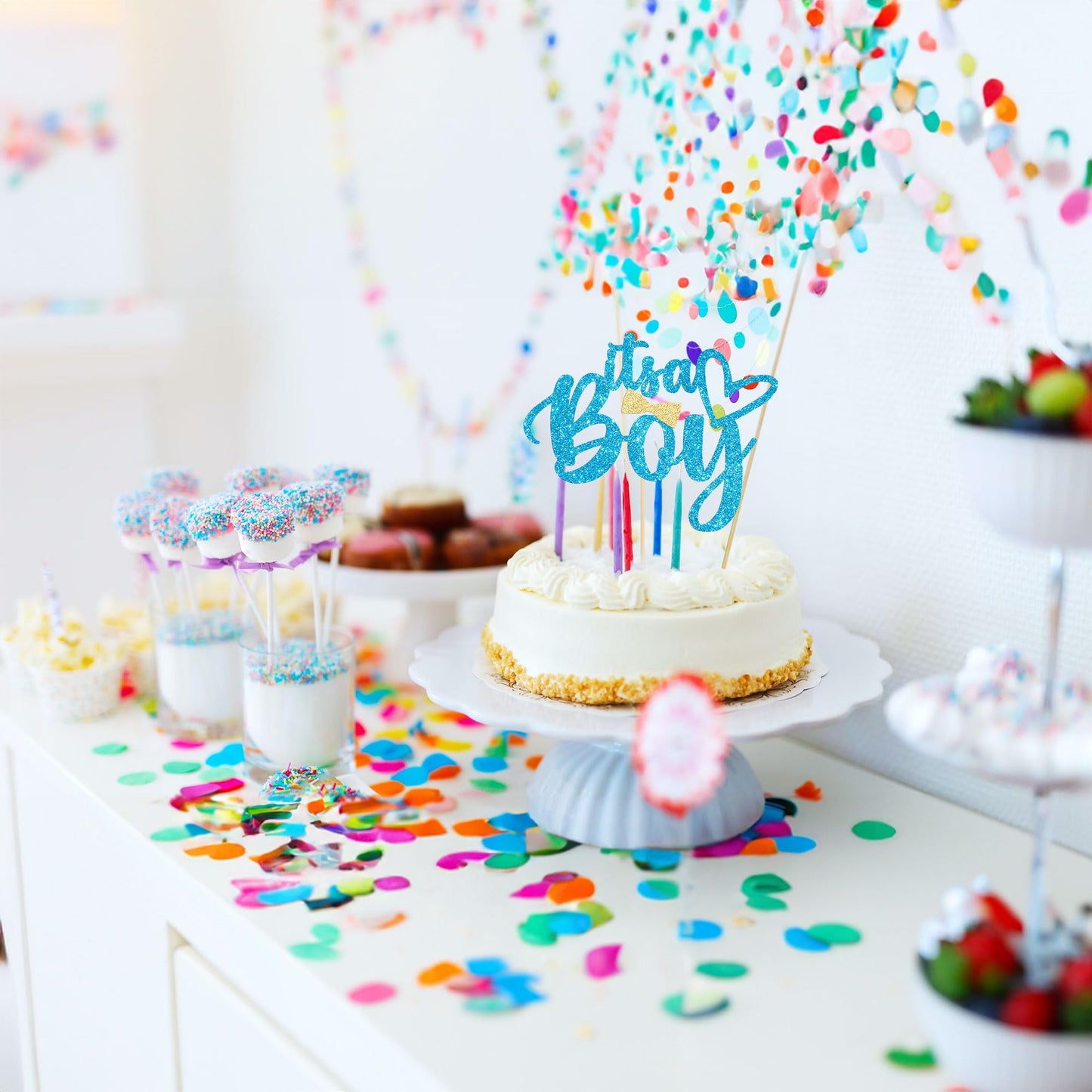 Gyufise 1 Pack Blue Glitter It'S A Boy Cake Topper Gender Reveal Cake Decoration Pick For Baby Shower Gender Reveal Baby Boy 1St