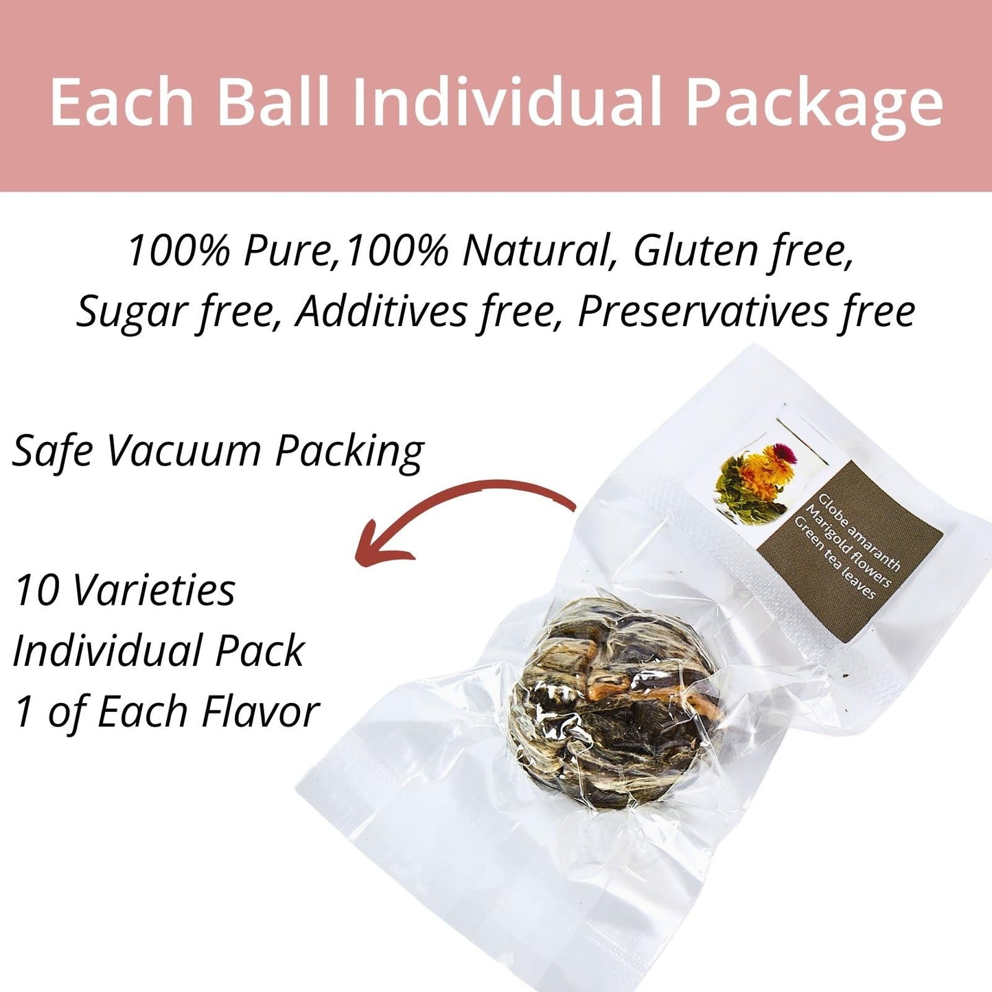 Blooming Tea Flowers Gift Set, 10 Unique Varieties Flowering Tea Balls, Individual Packing Handmade Blooming Balls For Anniversa