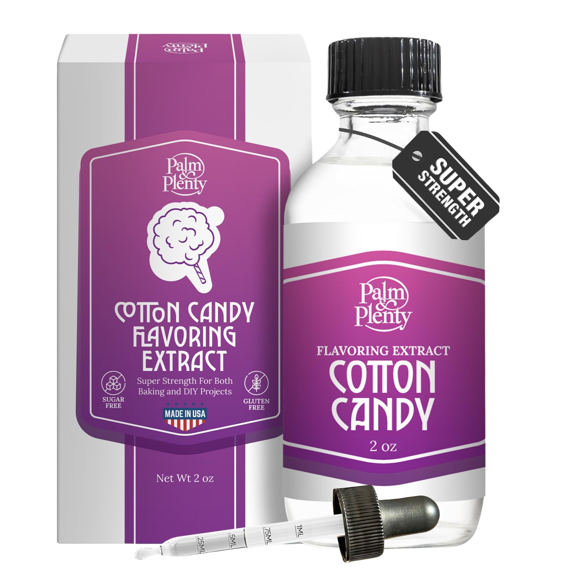 Palm and Plenty Cotton Candy Extract - Flavoring for Candy, Baking, and Drinks - Food-Grade Oil for Baked Goods, Desserts, Frost