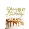 Gold Glitter Happy 60Th Birthday Cake Topper, 60Th Birthday Cake Topper For Celebrating Sixty Years Old Anniversary/Birthday Par