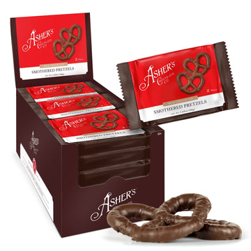 Ashers Chocolates Company, Delicious Chocolate Covered Pretzels, 2 Packs of Sweet and Salty Candies, Small Batches of Kosher Ch