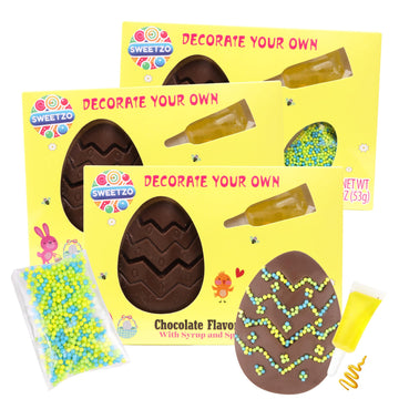 Decorate Your Own Chocolate Easter Egg Kit, Fun DIY Decorating Activity with Sprinkles & Syrup, Candy Basket Stuffers, 1.86 oz