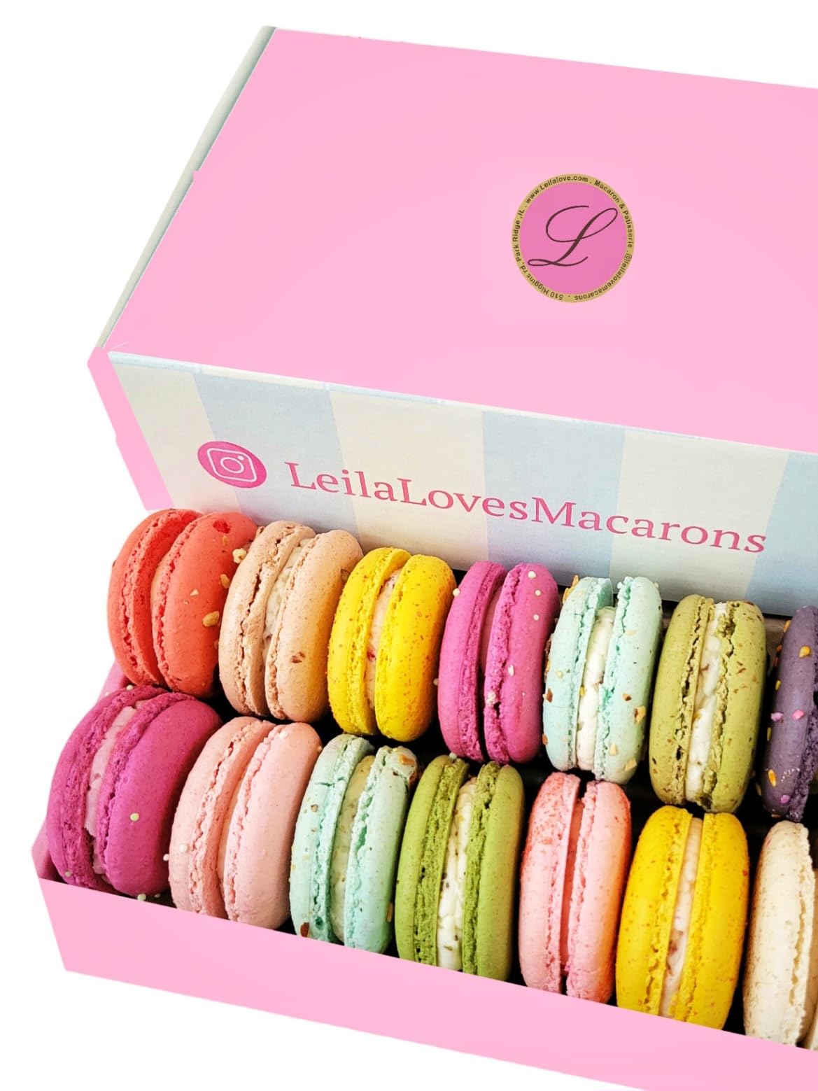Leilalove Macarons - Mademoiselle De Paris Collections Of 15 - Gift Box Varies In Color - Cookies Are Individually Packaged For