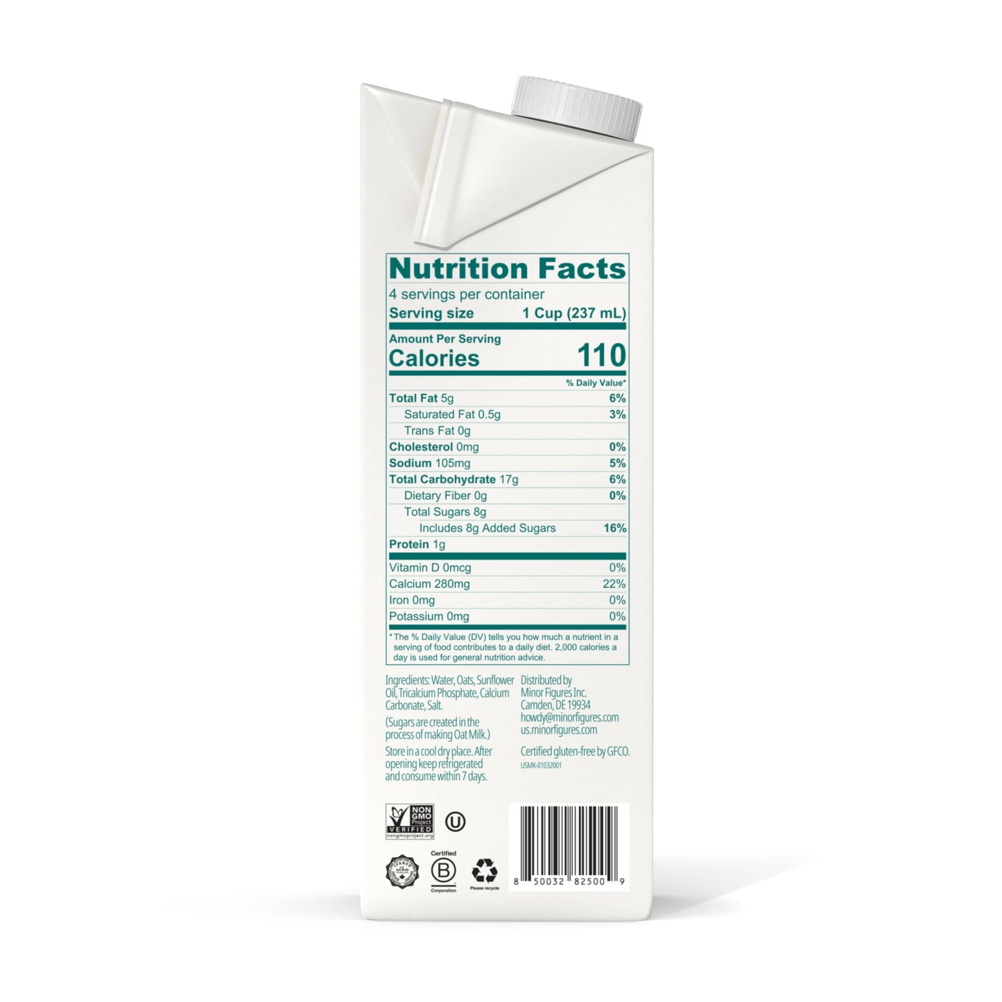 Minor Figures - Oat Milk - Standard - Barista Standard - 32 Oz - 6 Pack - Non Gmo - Plant Based - Vegan - Dairy Free - Shelf Sta
