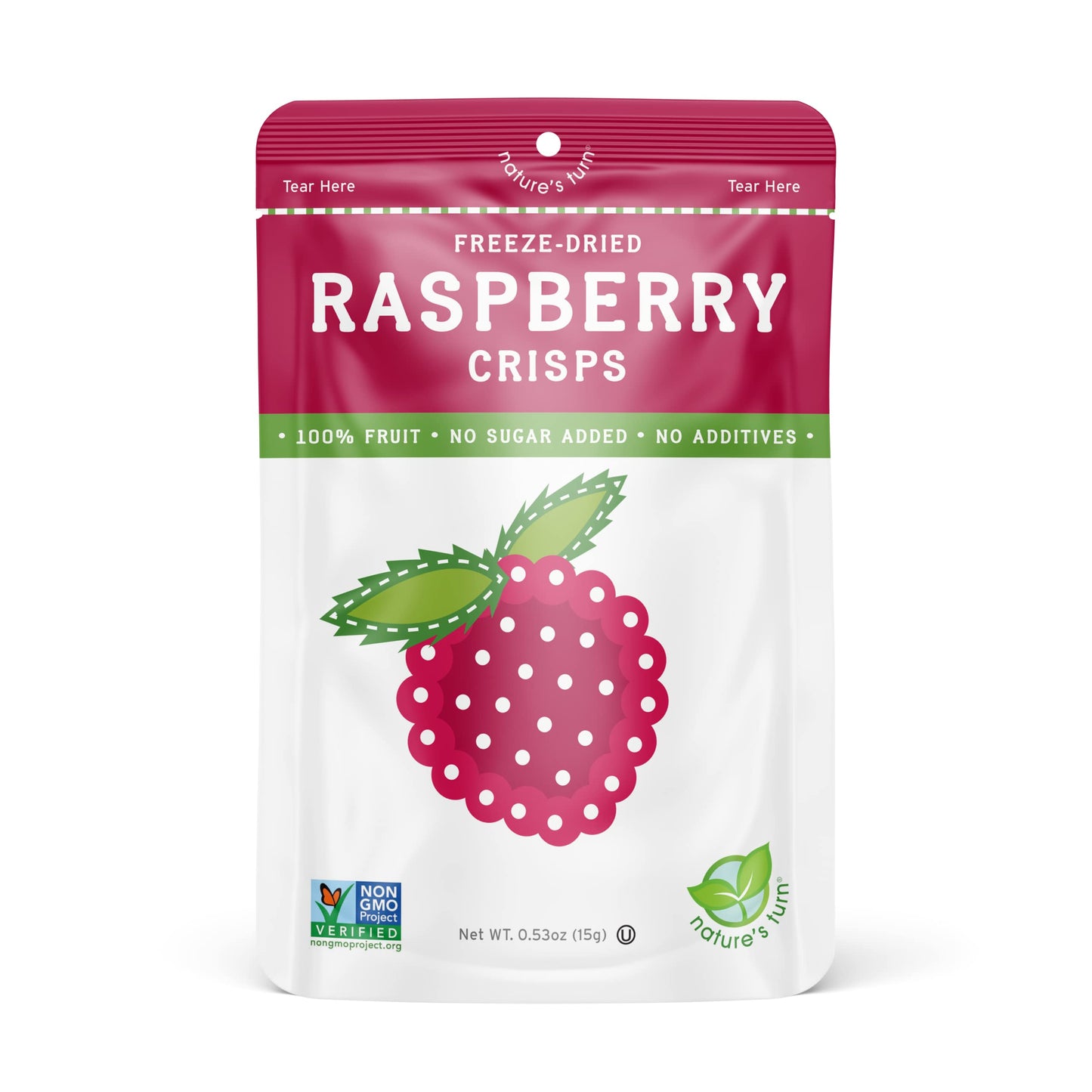 Natures Turn Freeze-Dried Fruit Snacks, Raspberry Crisps, Pack Of 6 (0.53 Oz Each)