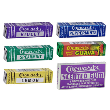 Choward's Mints Candy and Gum Variety Pack | Violet, Spearmint, Peppermint, Guava, Lemon, and Scented Gum | Bold Aromatic Flavor