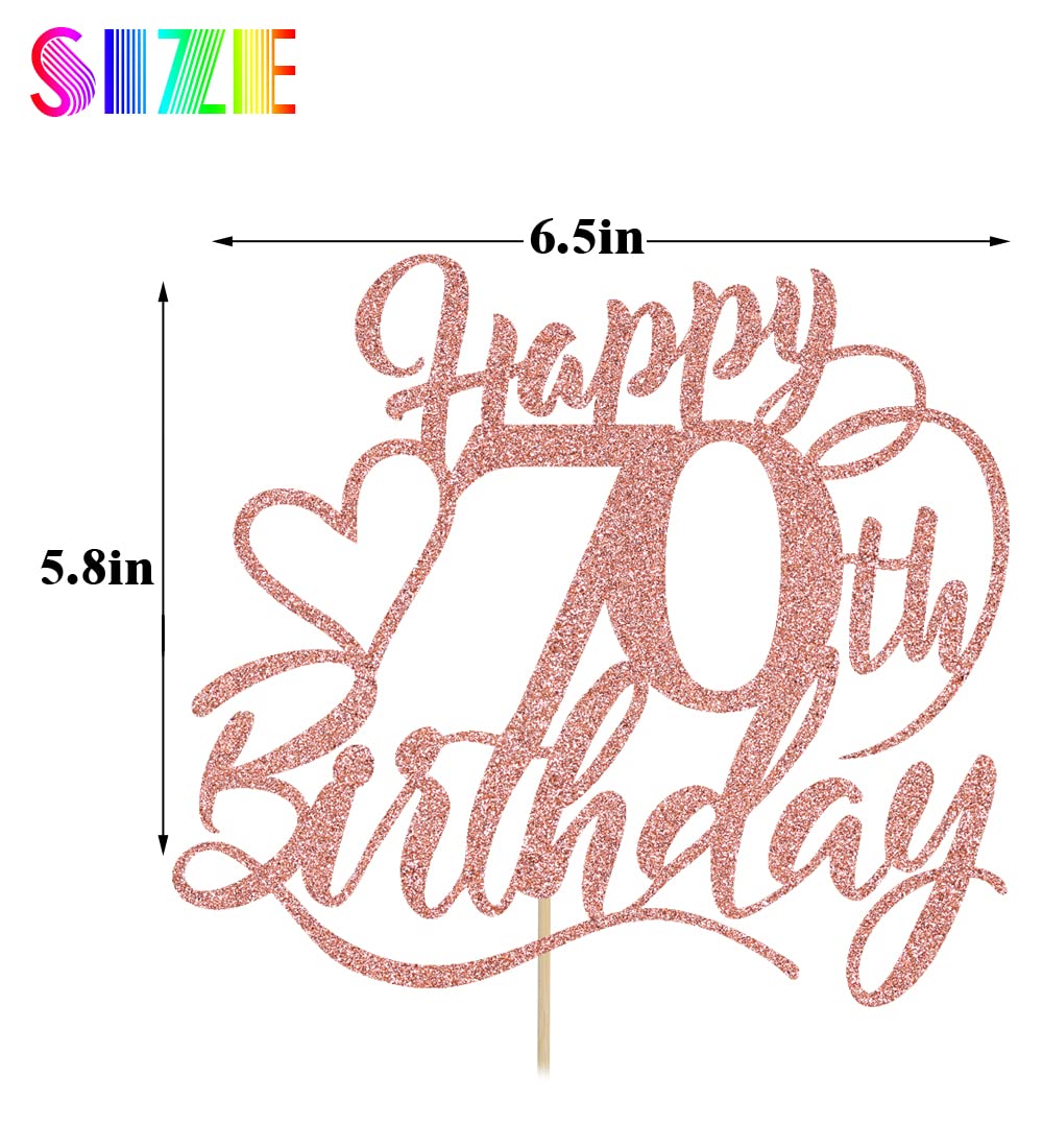 Happy 70Th Birthday Cake Topper For 70Th Men And Women Birthday Party Decorations