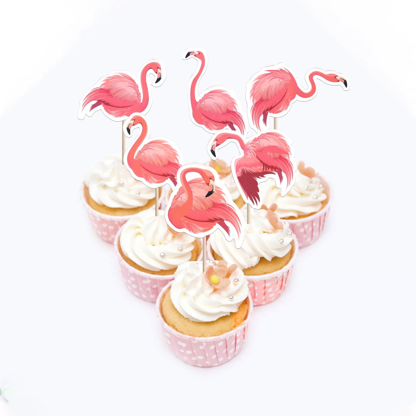 ZHUOWEISM 36 PCS Luau Flamingo Cupcake Toppers Double-Sided Tropical Picks for Summer Hawaiian Theme Events, Pattern 6