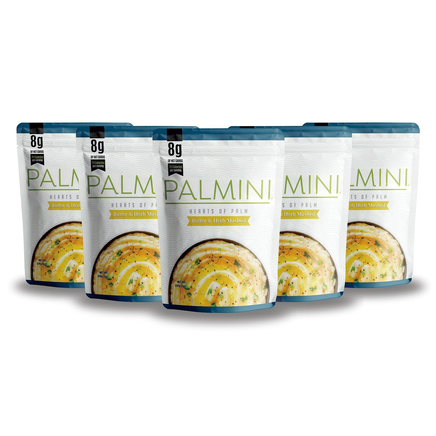 Palmini Butter & Herb Mashed Hearts of Palm | Low Carb, 70 Calories | 8 Ounce Pouch (Pack of 6) | Natural