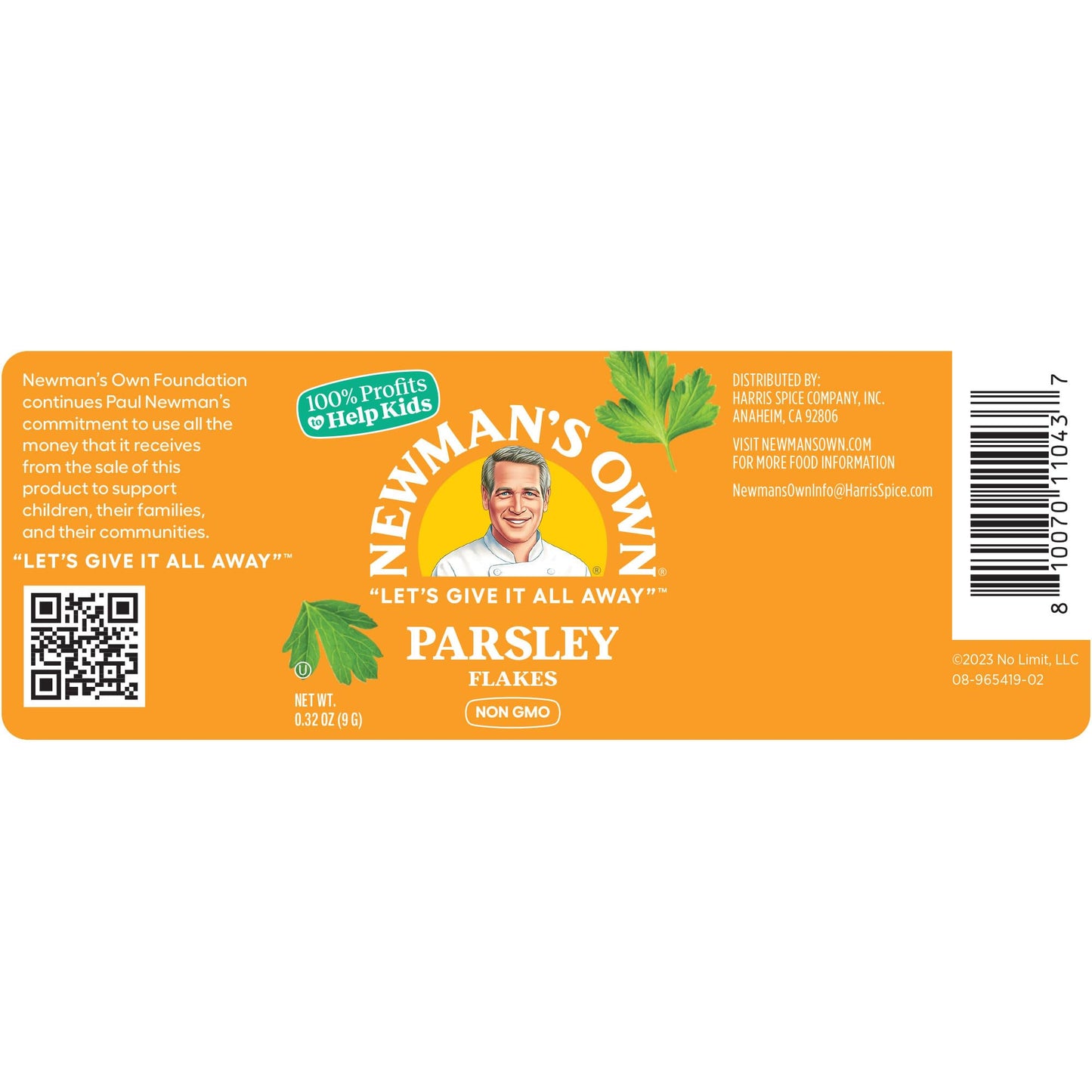 Newman'S Own Parsley Flake; Garnish For Soups, Salads, And Pasta Dishes, Non-Gmo, Kosher, 0.32 Oz. Bottle