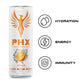 PHX Hydration Energy Drink - 700mg Electrolytes  200mg Natural Green Tea Caffeine  100% Daily Value 8 Essential Vitamins - 12 oz Cans (12 Pack) (12 Pack  Orange)