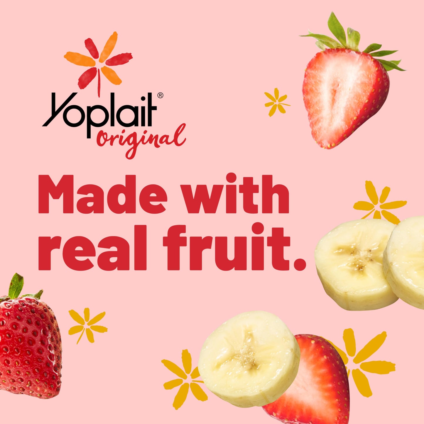 Yoplait Original Low Fat Yogurt Variety Pack, Strawberry and Strawberry Banana, Made with Real Fruit, 8 Yogurt Cups, 48 oz
