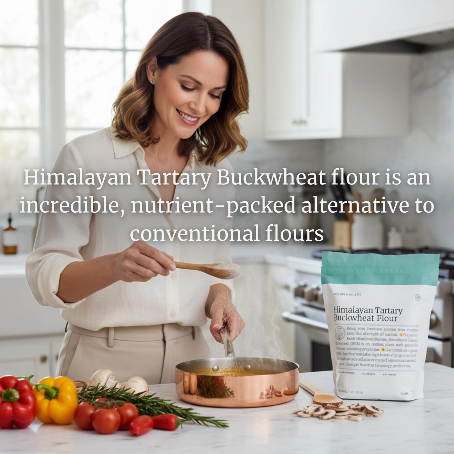 BIG BOLD HEALTH Himalayan Tartary Buckwheat Organic Gluten Free Flour | 100+ Immune-Active Nutrients | 100% USDA Organic Grain-F