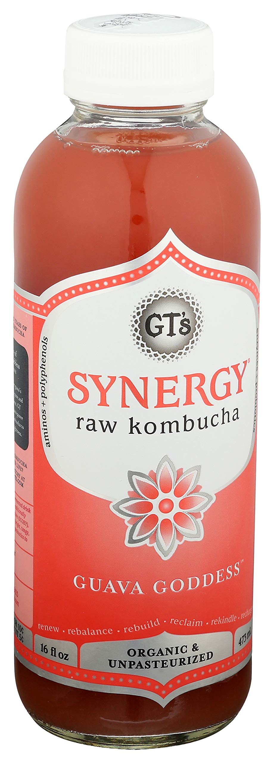 SYNERGY The Real Kombucha - Guava Goddess - 16 fl oz Bottle - Raw Probiotic Drink for Gut Health and Immune Support