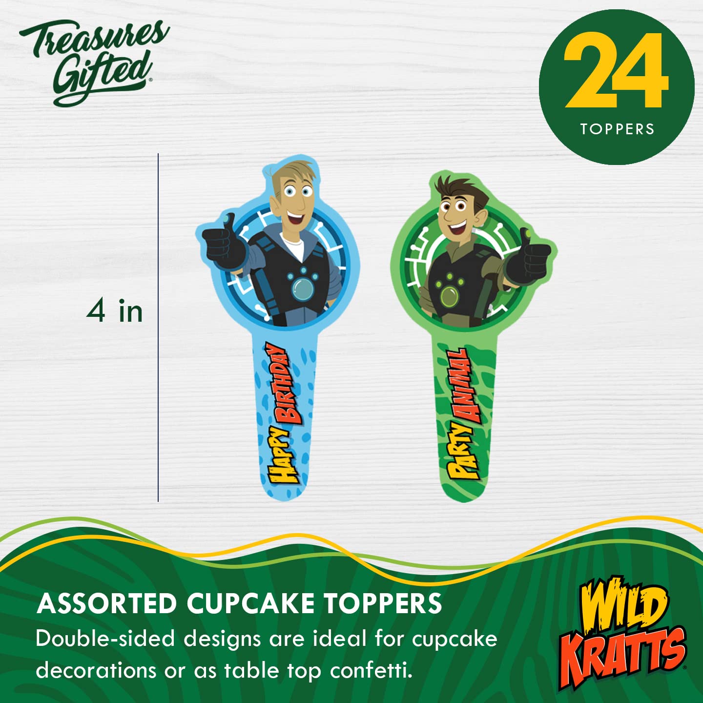 Treasures Gifted Wild Kratts Cupcake Toppers & Wrappers - 24ct Paper Party Supplies