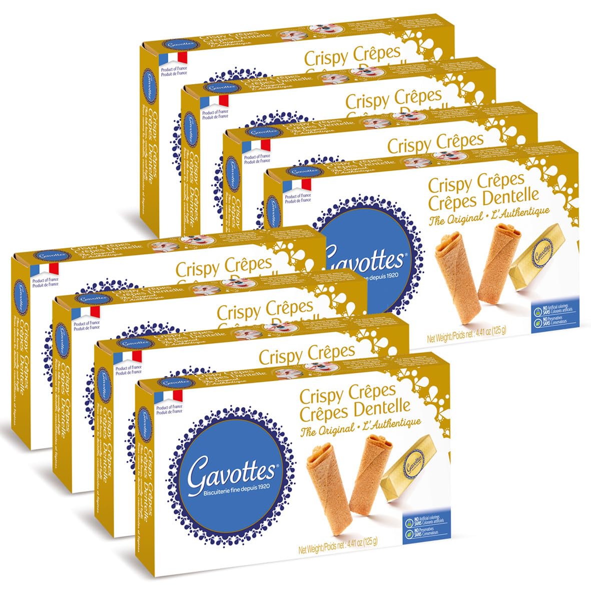 Gavottes Gourmet French Lace Crispy Crepes 8 pack - Individually Wrapped | Ready-to-eat crispy Crepes | Crispy Crepes From Franc