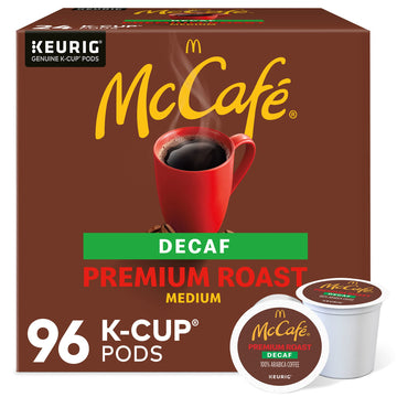 McCafe Premium Roast Decaf Coffee K-Cup Pods, Decaffeinated, 24 Count (Pack of 4), Model 10043000080440