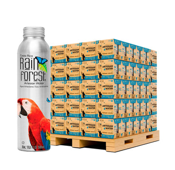 Rainforest Artesian Water  500mL Aluminum Bottles  Costa Rica enhanced Spring Water  Pallet of 88 Boxes - 1 056 Reusable Aluminum Bottles (500 ml / 16.9 oz Each) | Eco-Friendly & Sustainable Packaging