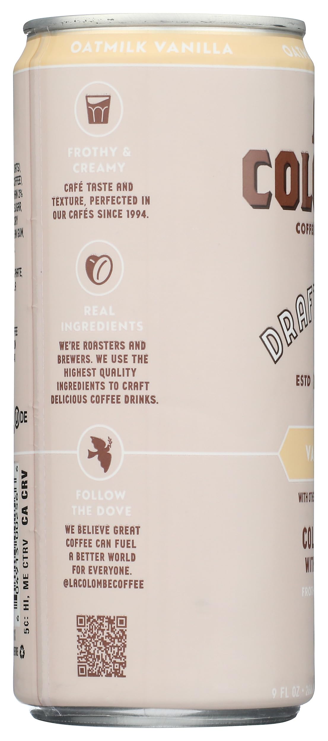 La Colombe Oatmilk Draft Latte  Plant-Based  Dairy-Free  Grab And Go Coffee  Vanilla  9 Fl.Oz