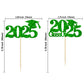 Gyufise 24Pcs Class Of 2025 Cupcake Toppers Green Glitter 2025 Graduation Cake Topper Decorations Grad Cap 2025 Cupcake Picks Fo