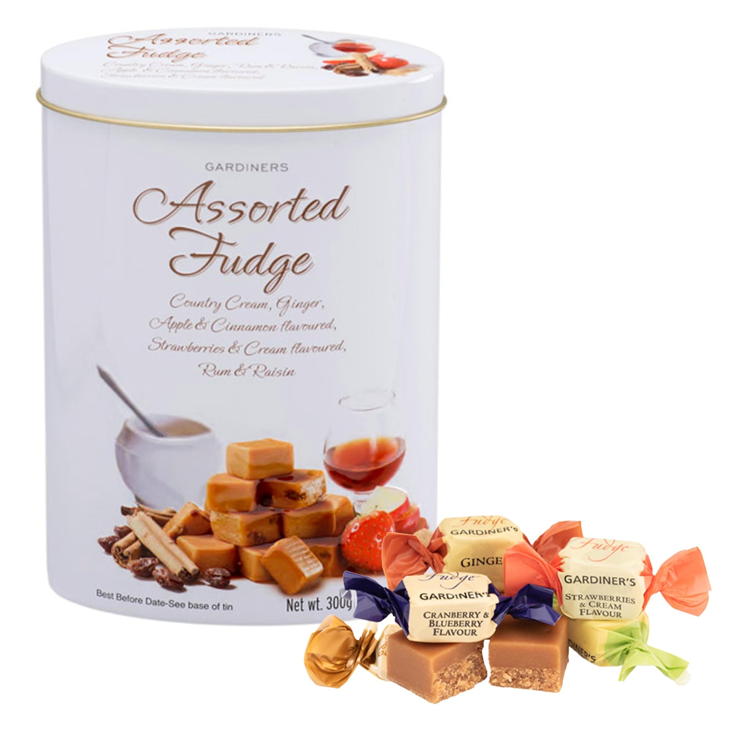 Gardiners of Scotland Handmade Fudge, Assorted Flavors, 300g Tin, 10.7 Ounce