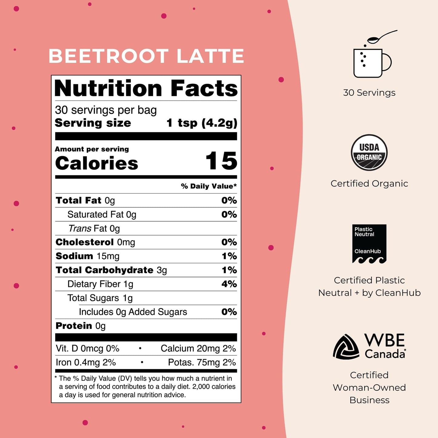 Blume Superfoods Latte - Organic Beetroot Powder, Vegan, Keto Friendly, Gluten-Free, 25 Servings