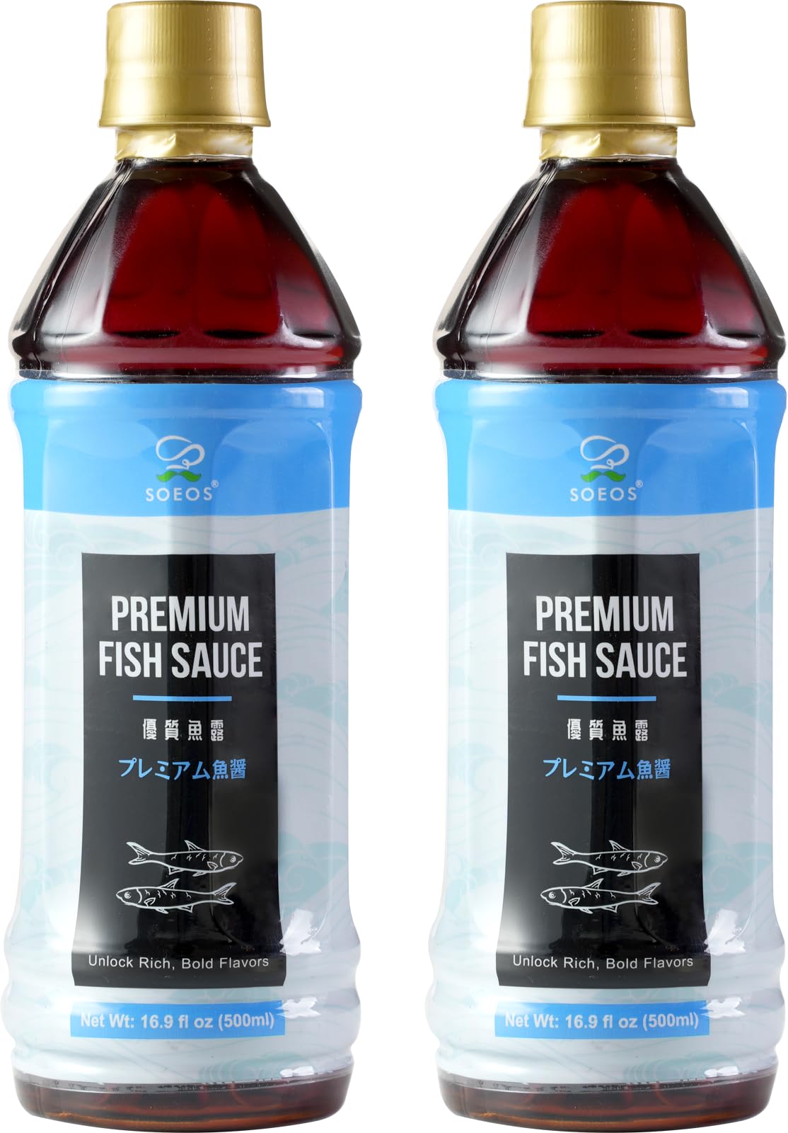 Soeos Fish Sauce, 16.9 fl oz (500ml), 2 pack, Savory Flavor, Premium Fish Sauce for Cooking, Crafted for Dressings and Marinades