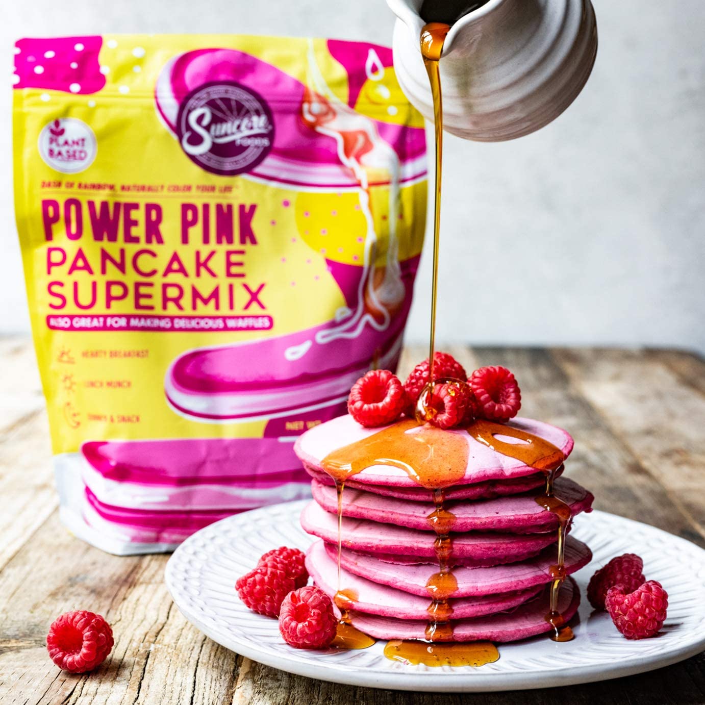 Suncore Foods Power Pink Pitaya Pancake & Waffle Mix, Non-Gmo, 20Oz (1 Pack)