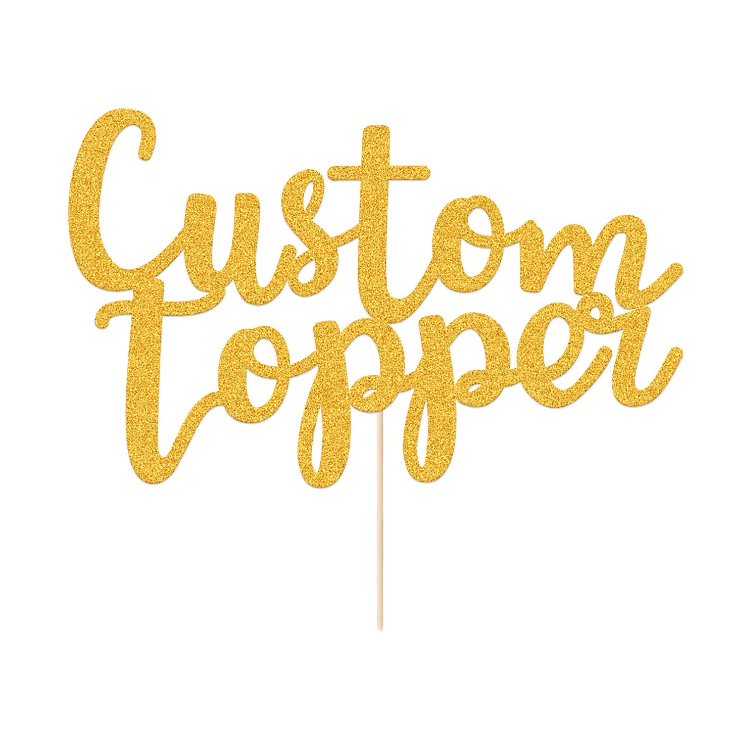 EDSG Personalized Cake Topper - Double Sided Glitter Decoration for Birthday, Wedding, Anniversary, Baby Shower - Gold