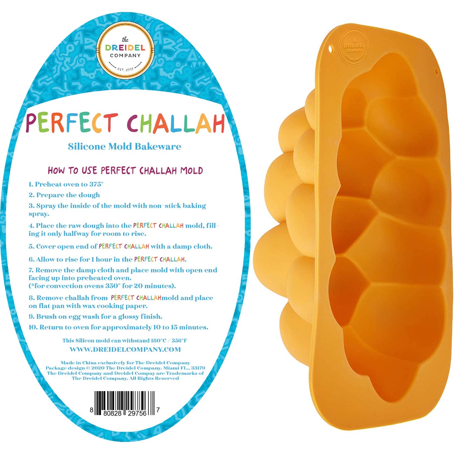 The Dreidel Company Silicone Challah Braid Mold Pan, Extra Large, Yellow, No Shaping Required, Perfect for Baking Kosher Challah