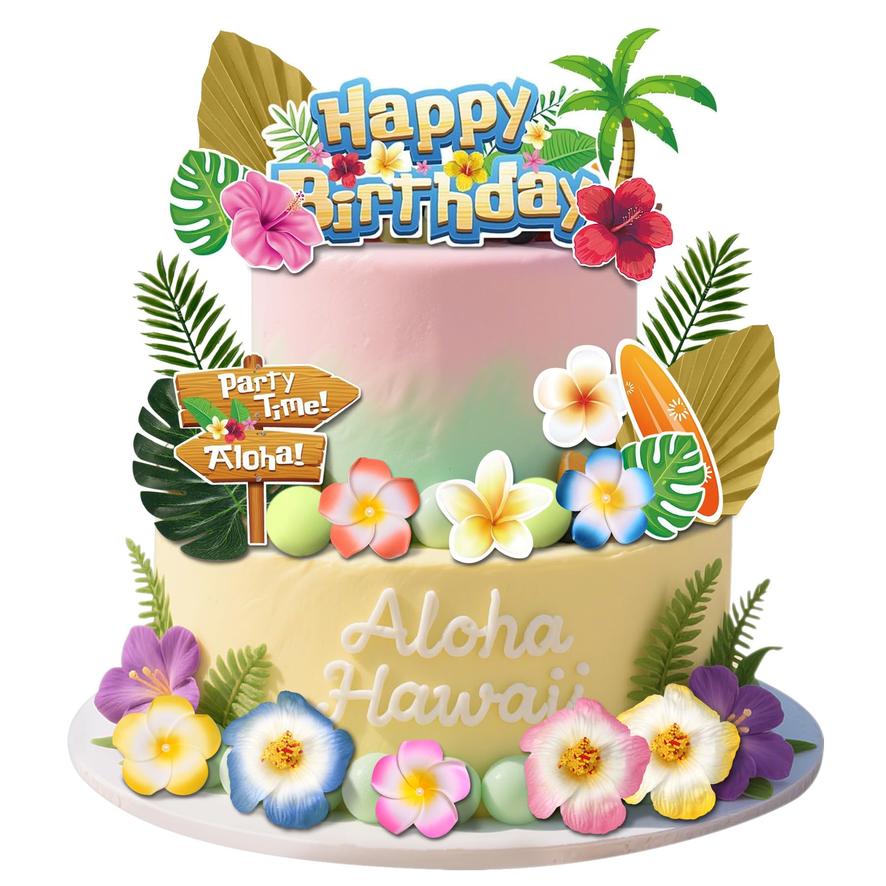 LAST HOE DOWN Hawaiian Cake Topper - Colorful Summer Cake Decorations
