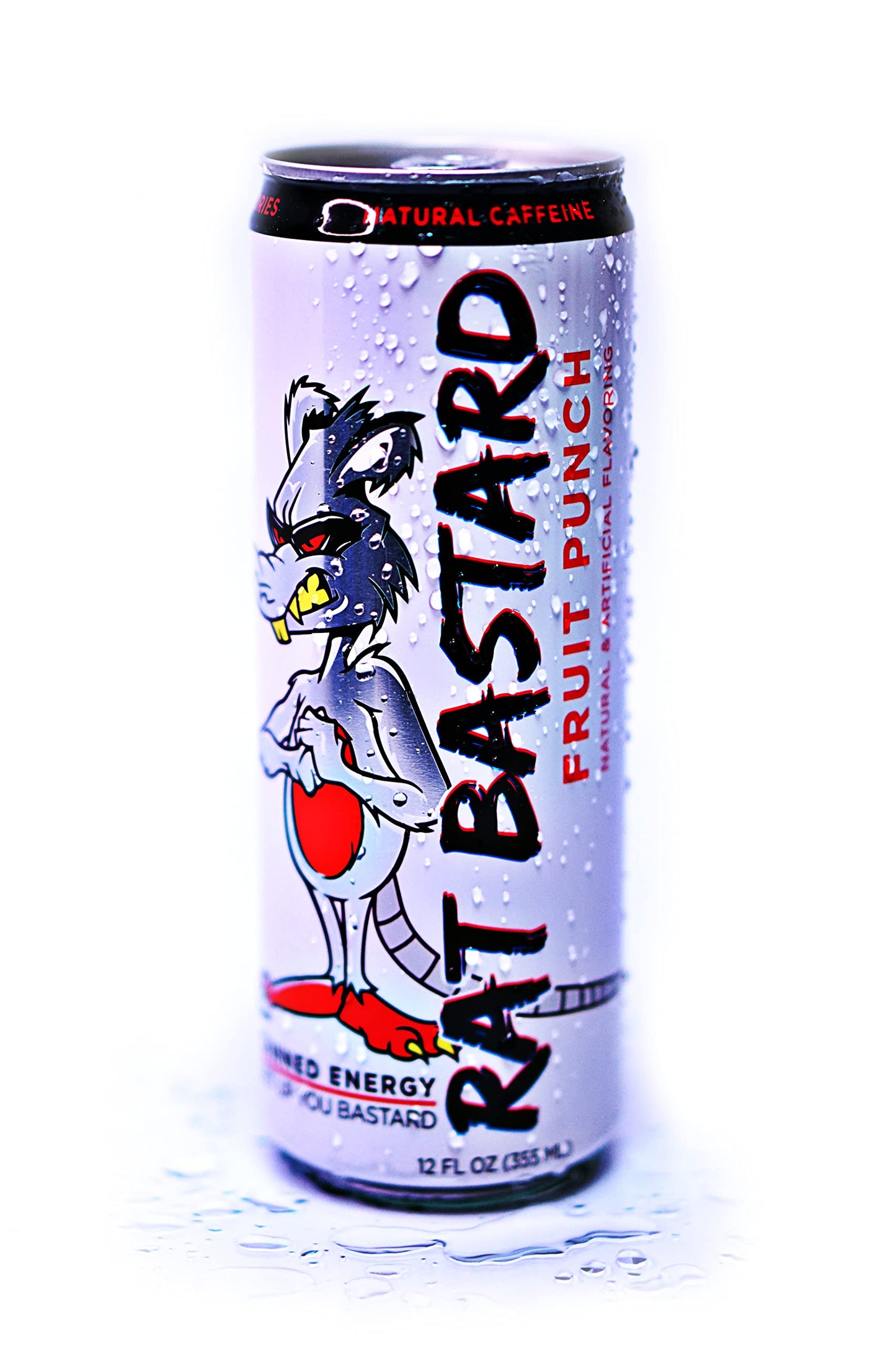 RAT BASTARD Energy Drink - Sugar-Free Caffeinated Beverage, Fruit Punch Flavor, 12 fl oz Can (Case of 12)