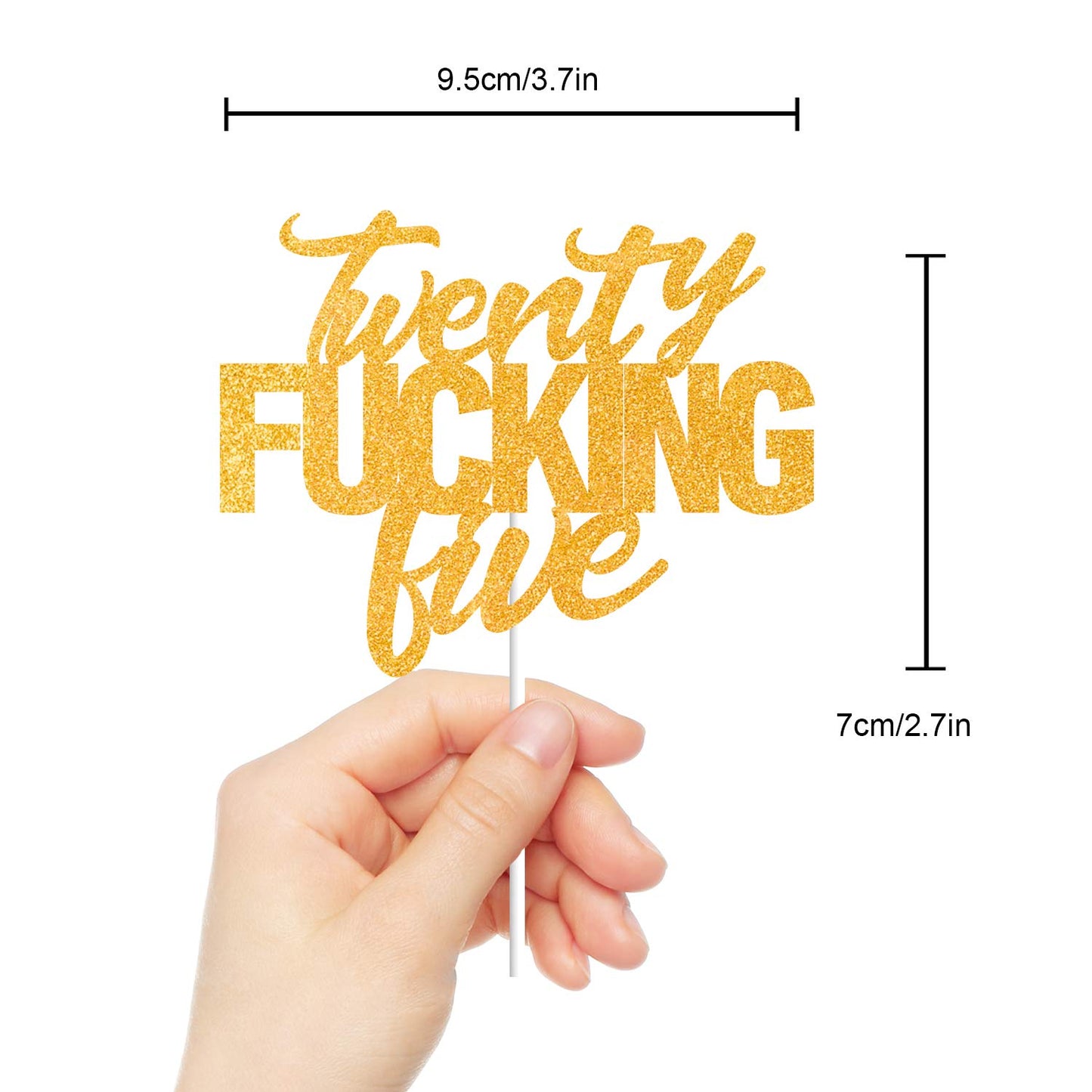 Twenty Five Gold Glitter Cake Toppers 25 Years Old 25Th Birthday Anniversary Party Decorations Supplies