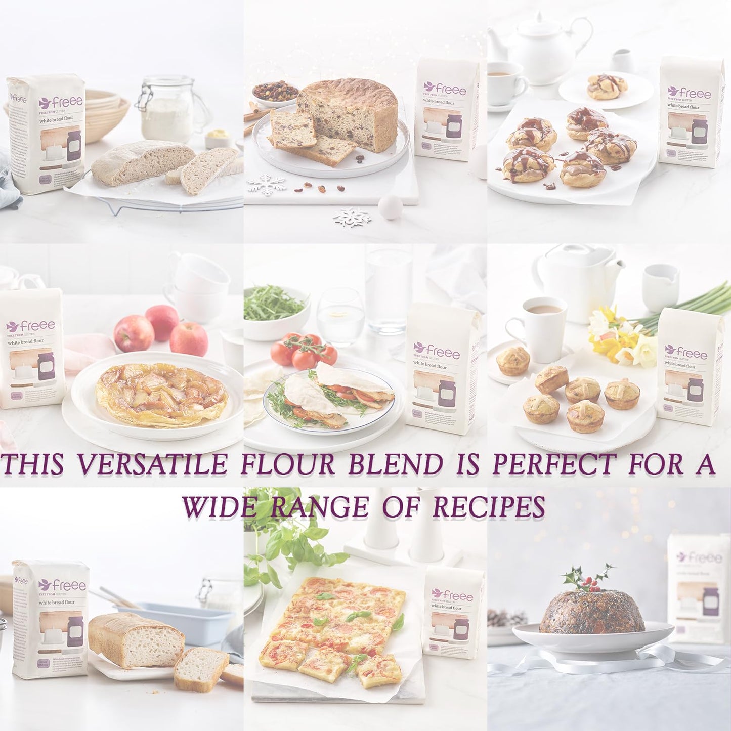 Freee White Bread Flour | All Purpose Gluten Free Flour | For Breads & Pastries Baking | Great For Bread Machine | Home Goods Ba